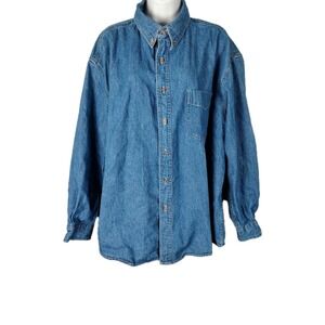 Aeropostale Denim Shirt XL Button Down Collared Blue Jean Top 90s Y2K Vintage